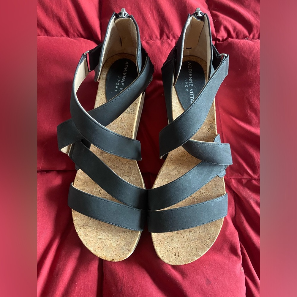 Adrienne Vittadini Black Suede Sandals
